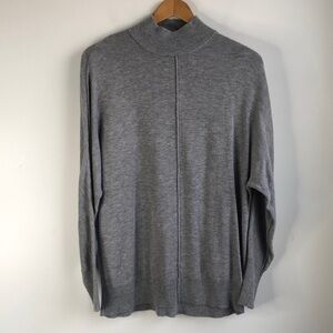 Magaschoni gray mock Turtleneck Sweater with Lightweight Knit and Relaxed Fit